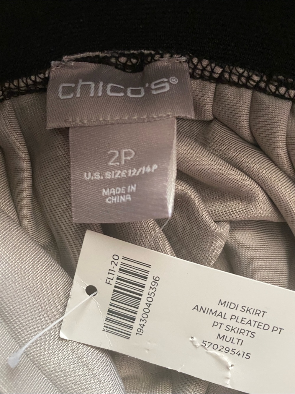 Chicos NWT midi skirt animal ombré pleated - Picture 4 of 7